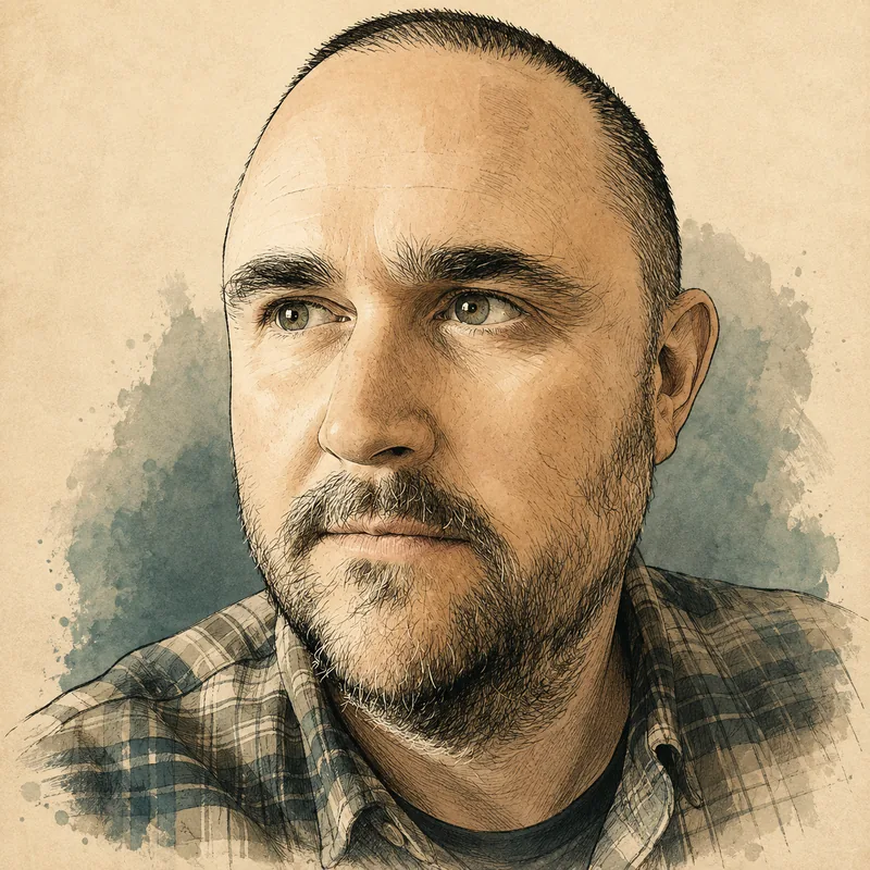 Illustrated portrait of Adam Belton